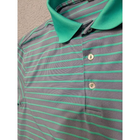 Peter Millar Teal and Gray Striped Polo Shirt - Picture 9 of 9